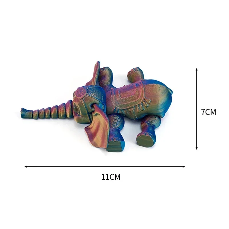 3D Printing Cute Elephant Cartoon Model Toys Mobile Limb Joint Children's Gifts Toys Model Ornament Creative and Novel Decorate