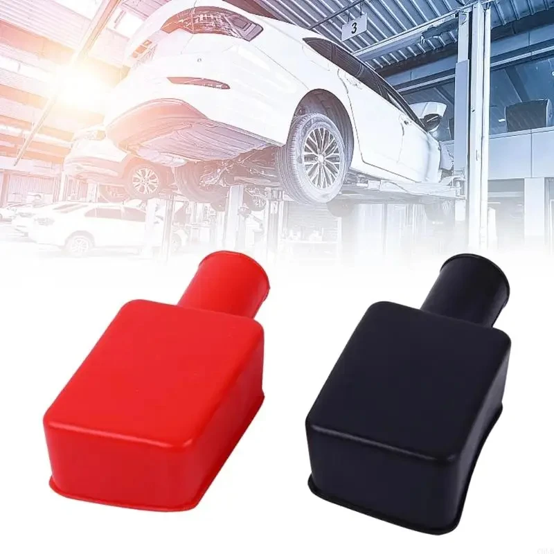 Battery Terminal Cover Car Battery Pole Positive And Negative Protection Cover Soft Plastic Flexible Battery Terminal Insulator Protective 1Pair