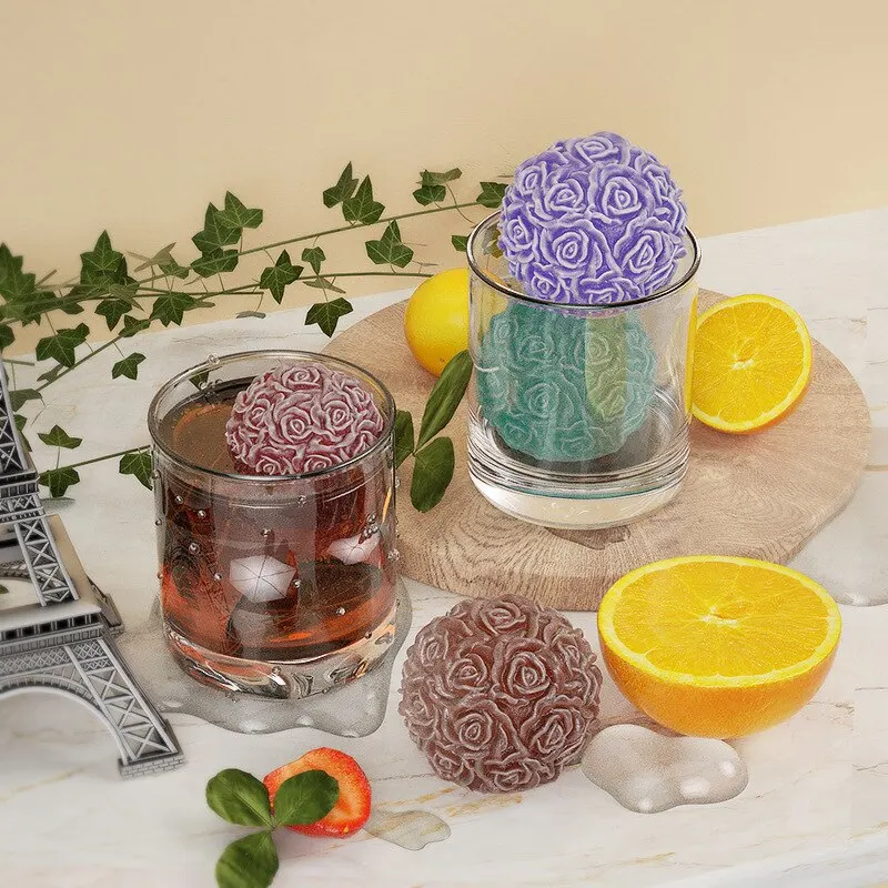 Silicone Candle Mold 3D Rose Ball Valentine's Day Casting Mold Creative Elegant Flower Candle Holder Suitable For DIY Can