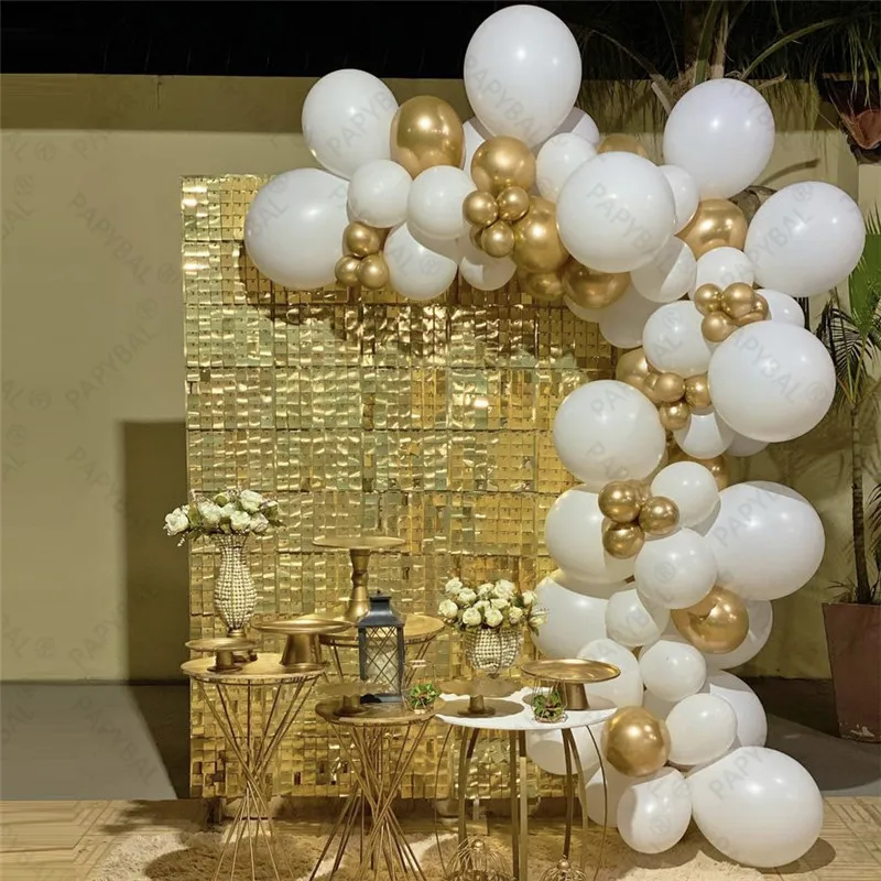 

73pcs White Latex Balloons Arch Garlank Kit Chrome Gold Balloon Set For Wedding Backdrop Decoration Birthday Party Globos