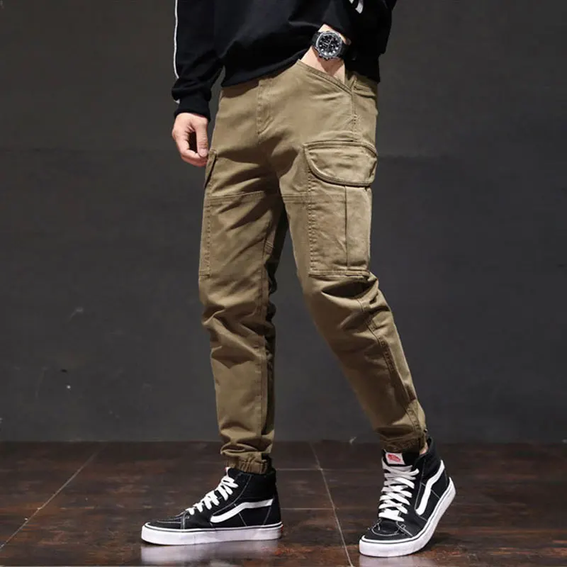 Streetwear Fashion Men Jeans Yellow Loose Fit Big Pocket Casual Cargo Pants Hombre Hip Hop Joggers Men Wide Leg Harem Trousers
