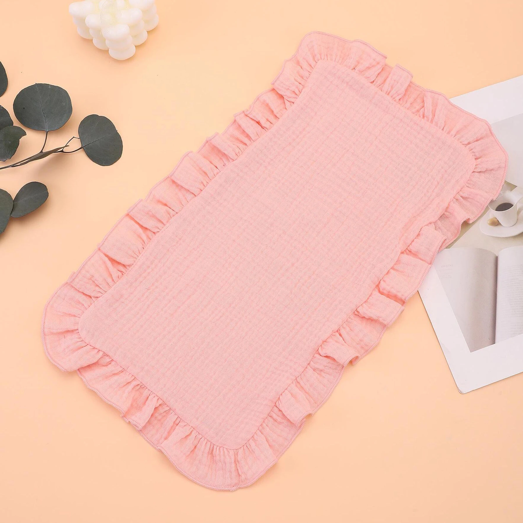 3-piece soft gauze cotton shoulder pad baby burp cloth with ruffles for newborns