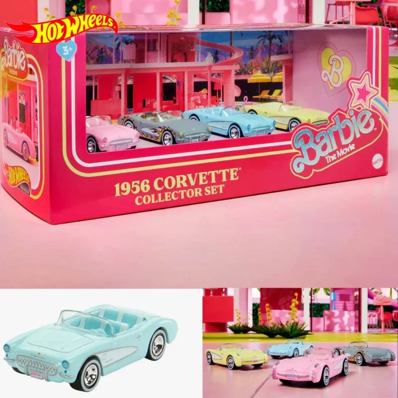 

Genuine Hot Wheels Car 1956 Barbie The Movie Corvette Collector Set Kids Toys for Boys 1/64 Diecast Vehicle Children Girls Gift