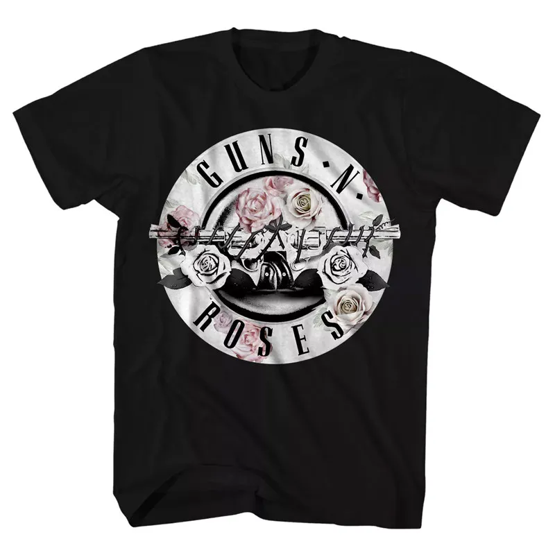 2026 Pistol Rose Muster Guns N' Roses Rock Guns and Roses Band Casual T-Shirt für Männer und Frauen Luxus-Bandmarke