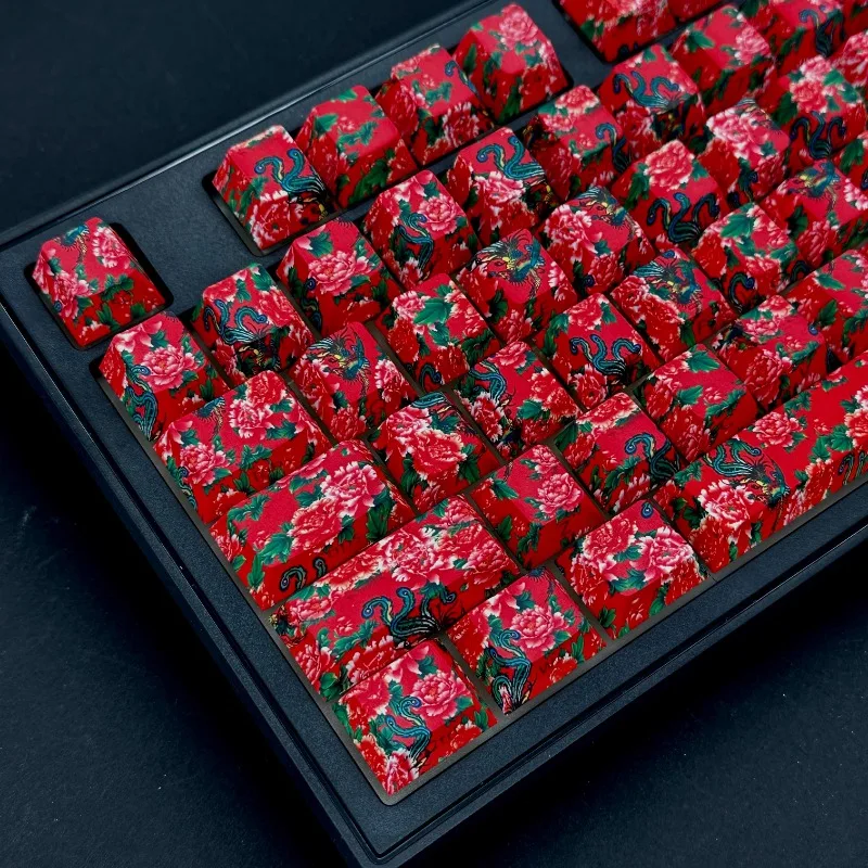 

MiFuny Big Red Flower Keycap Set Personality Cherry Profile Keyboard Cap Gaming Key Caps for Mechanical Keyboard Accessories