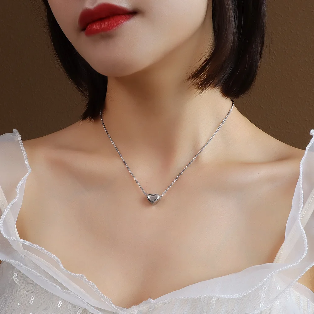 Original 24k Saudi Gold pawnable women's necklace Love heart titanium steel  clavicle chain gift niche luxury fashion jewellery