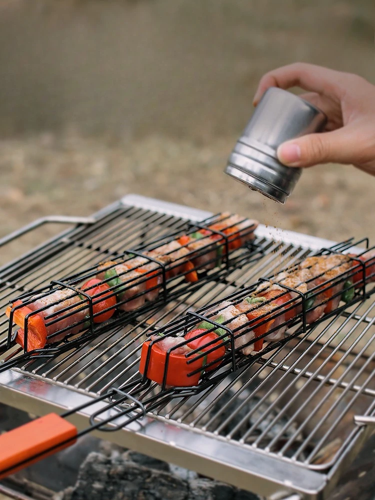 Camping barbecue BBQ Grilling Basket Charcoal grill Outdoors Grill tools Portable Nonstick Roasting meat accessories picnic