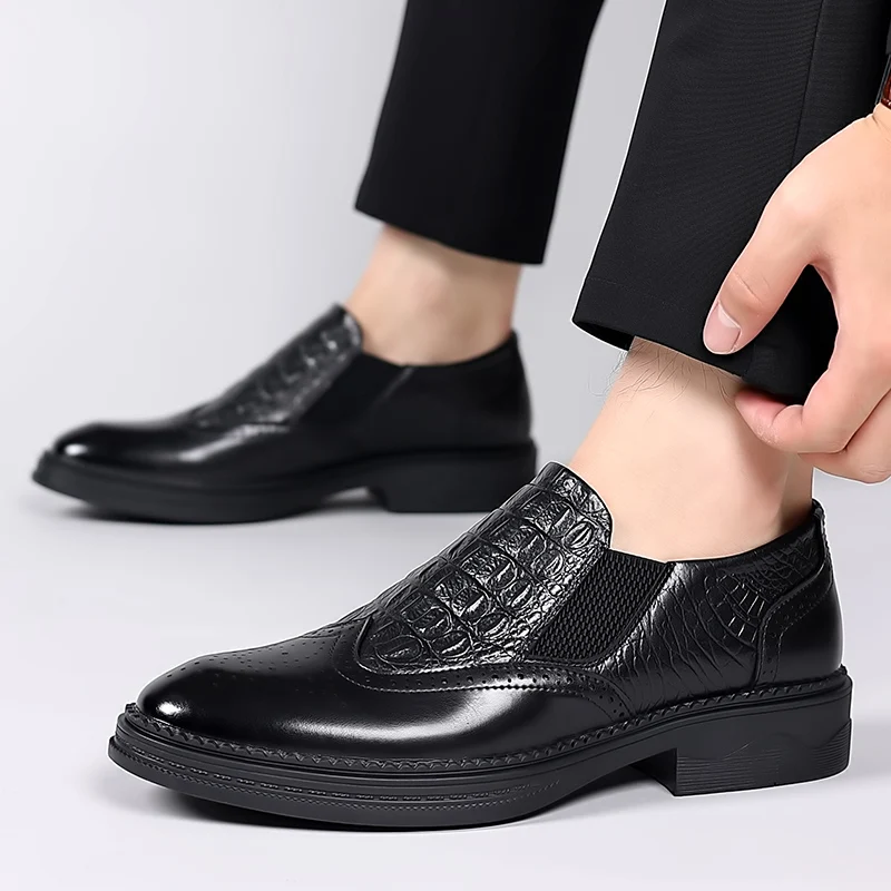 

Mens laofers fashion Slip on business Man Moccasins Men's Loafers Leather Spring autumn Shoes Men brogue Flats Mens Shoes