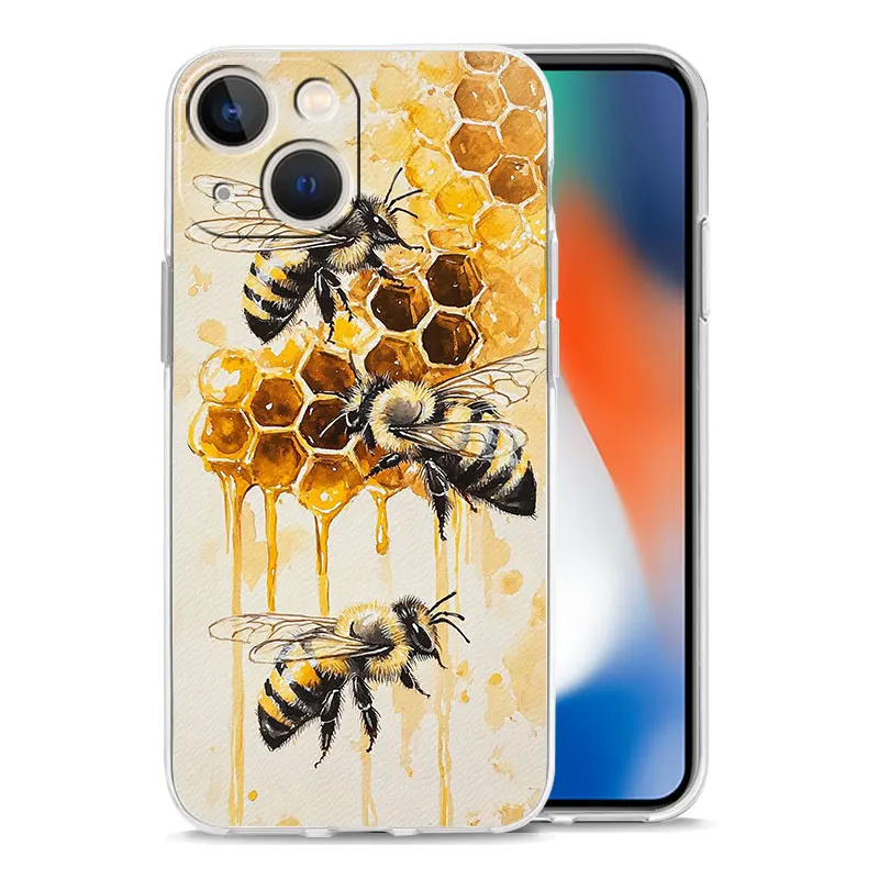 Clear Soft Bee Honey Design Phone Case