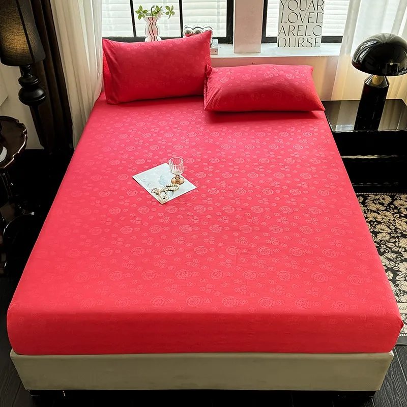 1 Simple Modern Flower Printed Matte Fitted Sheet, Bedroom Printed Bed Cover, Bedding (Excluding Pillowcases) 2