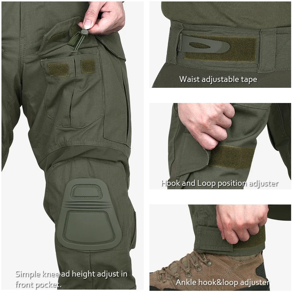 NEW Tactical Uniform Set Outdoor Hunting Clothes Gen3 Camo Combat Shirt & Pants Kit Ranger Green Men Clothing Multicam Elastic 4
