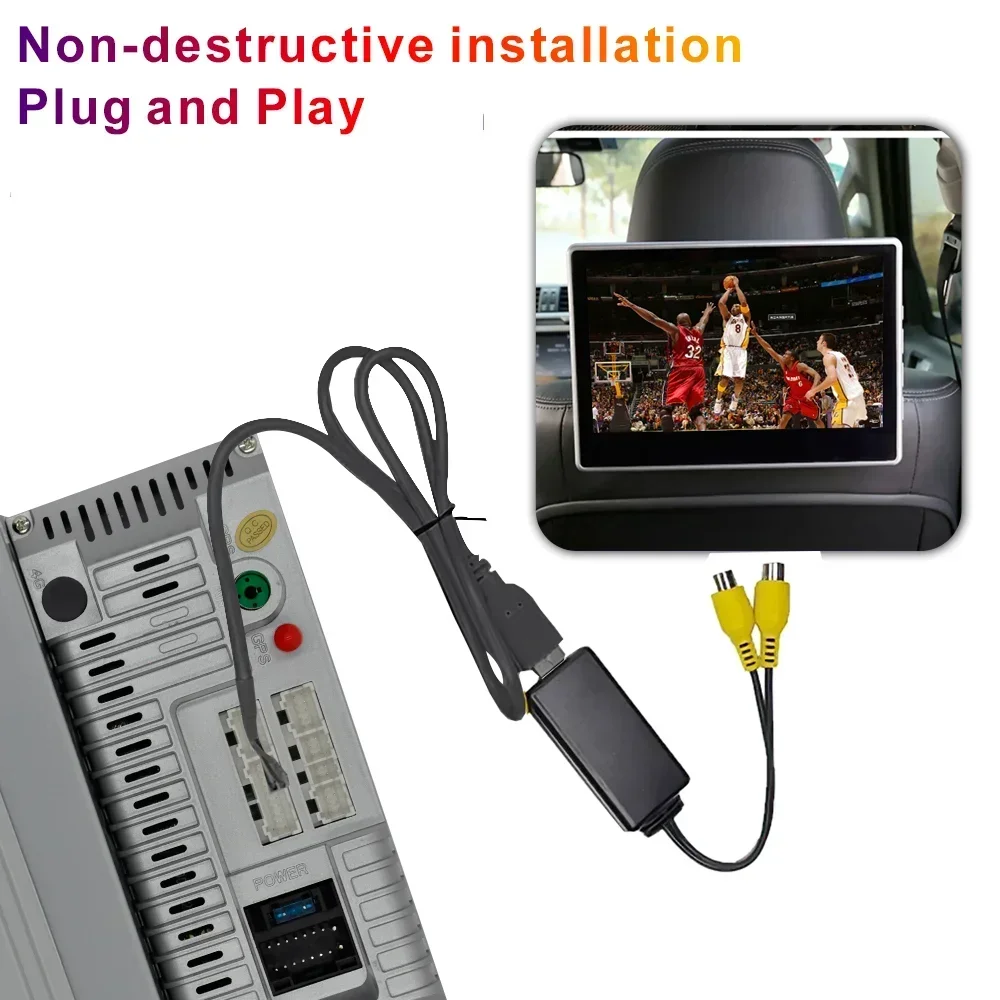 USB to RCA Video Output Adapter Cable for Car Radio and Android TV Accessories