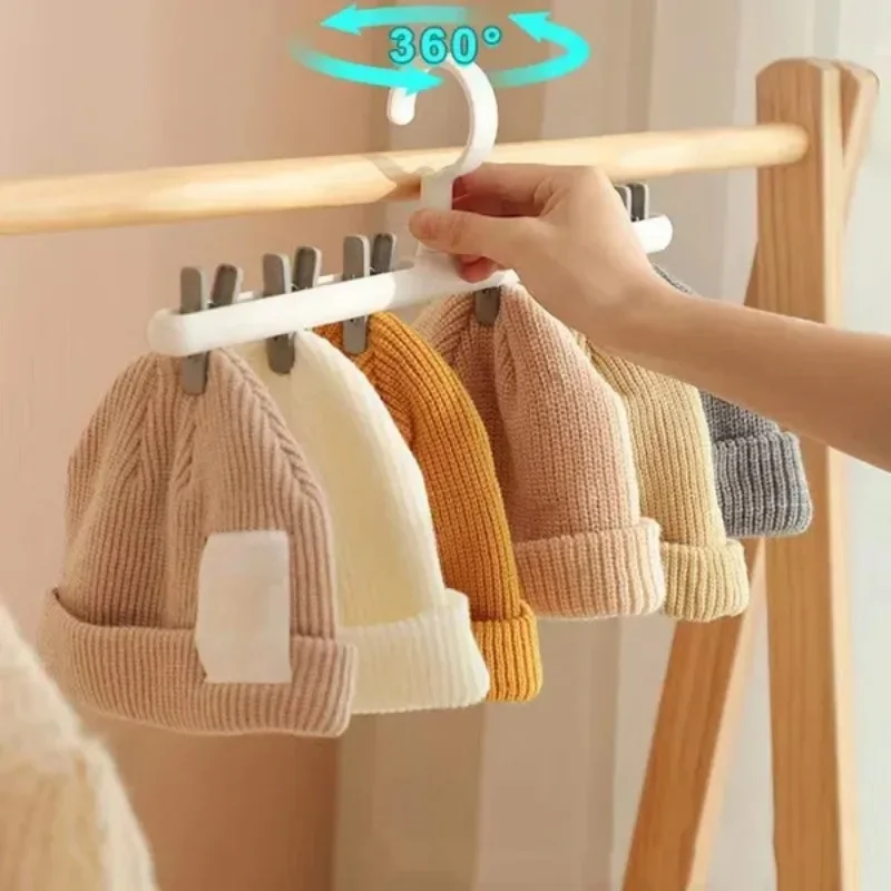 6 Clips Peaked Cap Scarf Socks Organizer Rack Multifunctional Closet Wardrobe Storage Hanger 3