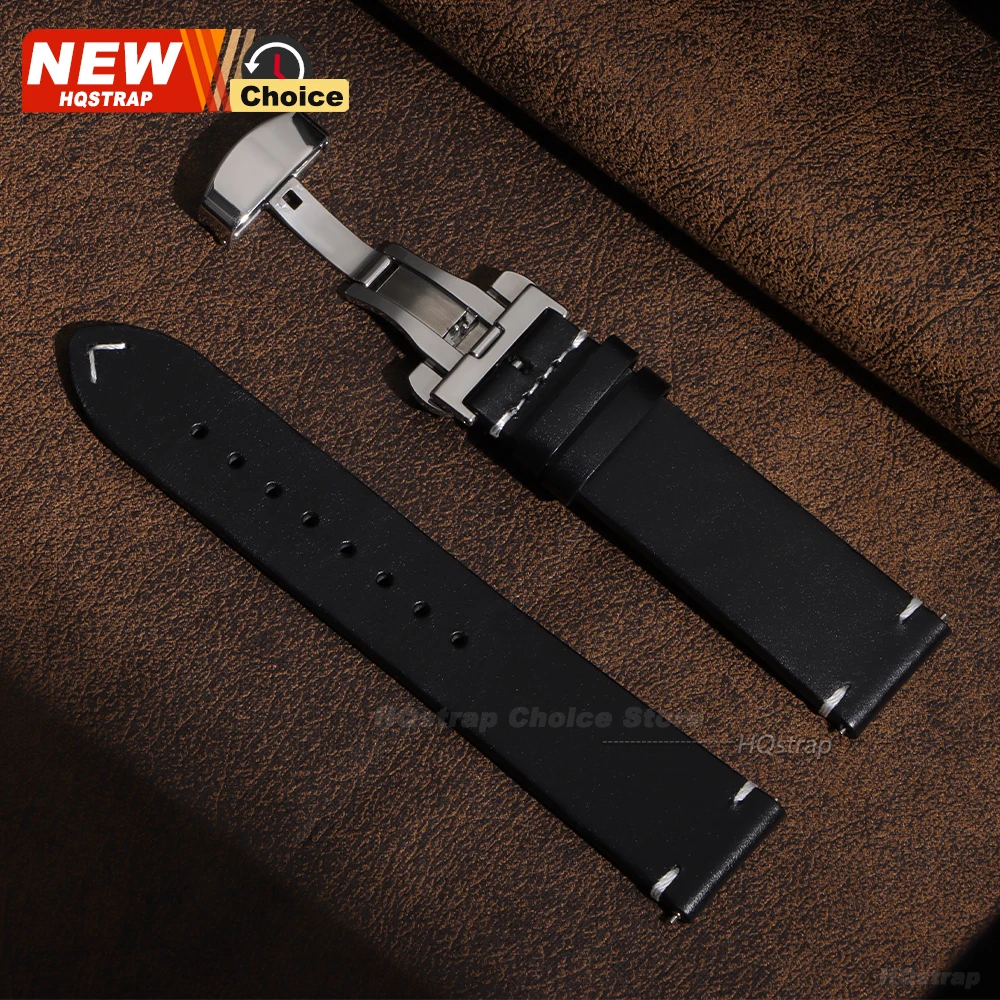Premium Leather Butterfly Buckle Smartwatch Band - Oil Wax Finish