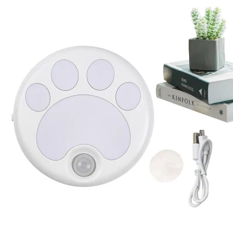 

Motion Sensor LED Night Light USB Rechargeable Cabinet Cat Paw Night Lamp Bedroom Home Closet Aisle Lighting Bedside Nightlight