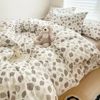 Class A Double Layer Yarn Four Piece Bedding Set Cartoon Cute Bed Sheet Quilt Set Fitted Sheet Cotton Linen Four Piece Set 3