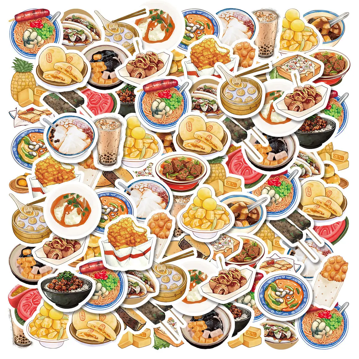 Modecor Food Decals 46pcs-Rich-and-Creative-Collage-of-Food-Snack-and-Beverage-Patterns-DIY ...