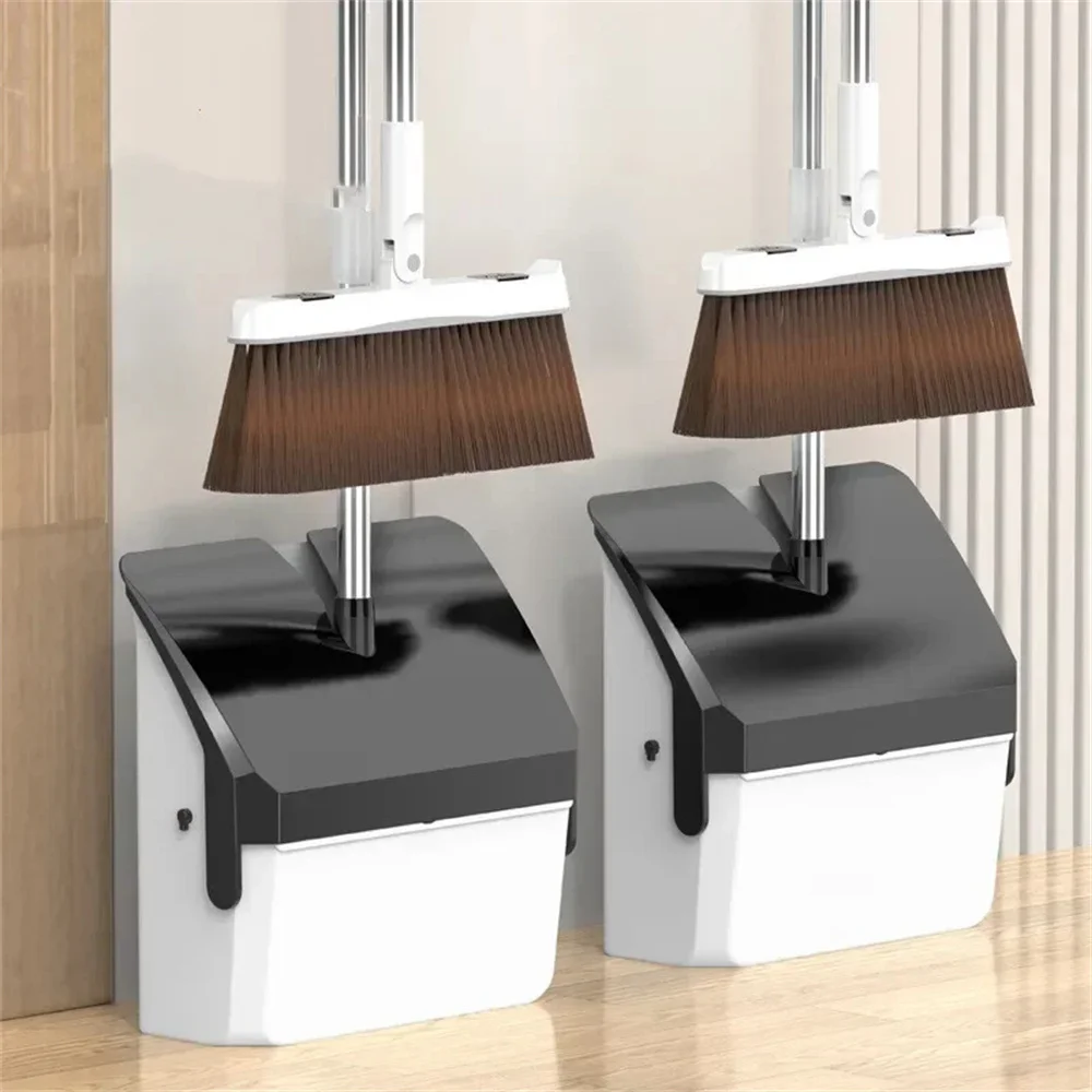 Brooms and Dustpans Set Magic Household Accessories Garbage Collector Floor Sweeper Smart Cleaning Tools Home Things Black White folding broom dustpan set