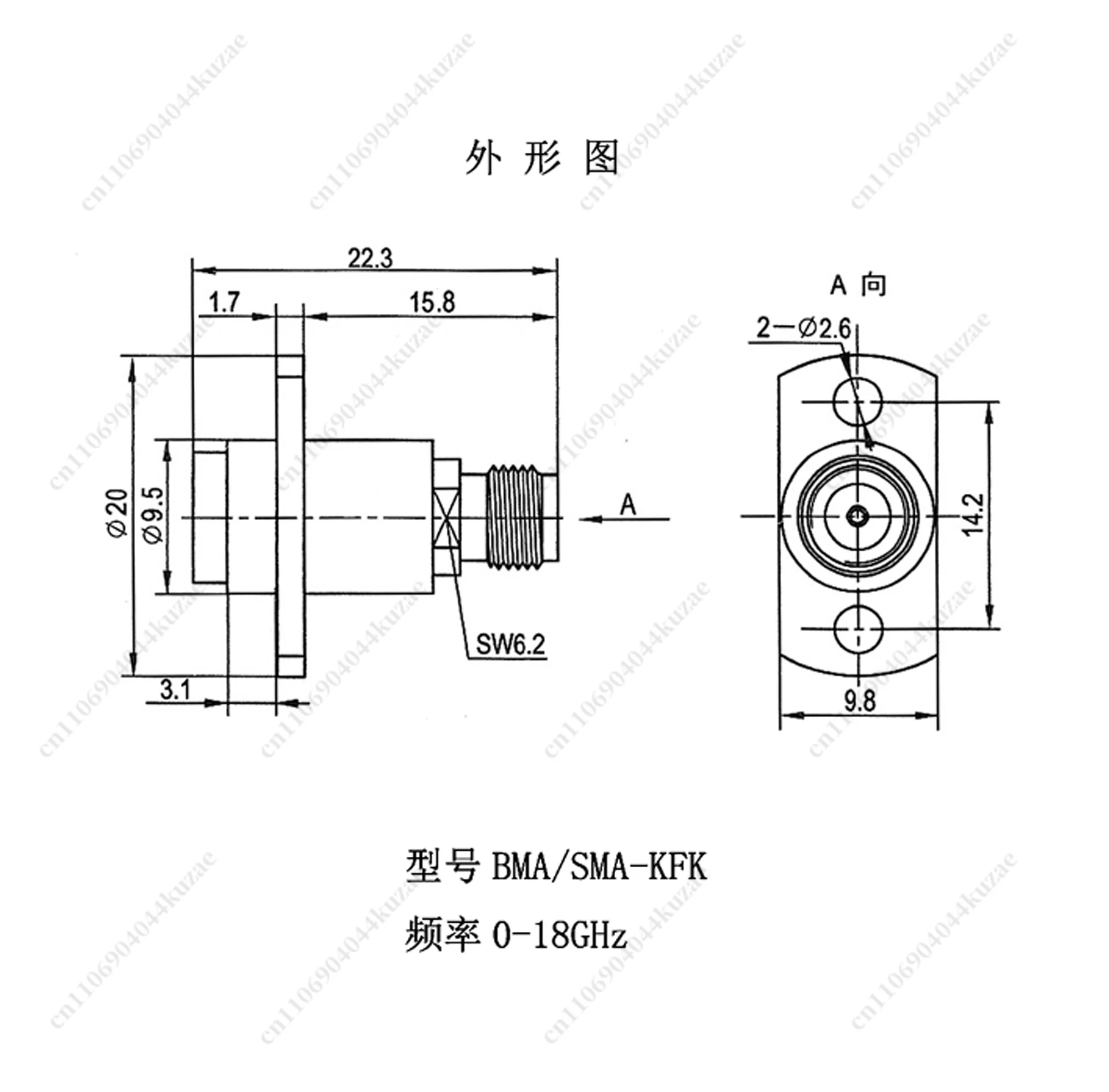 18G 플로팅 블라인드-메이트 RF 커넥터, BMA 암-암 어댑터 BMA-SMA-KFK
