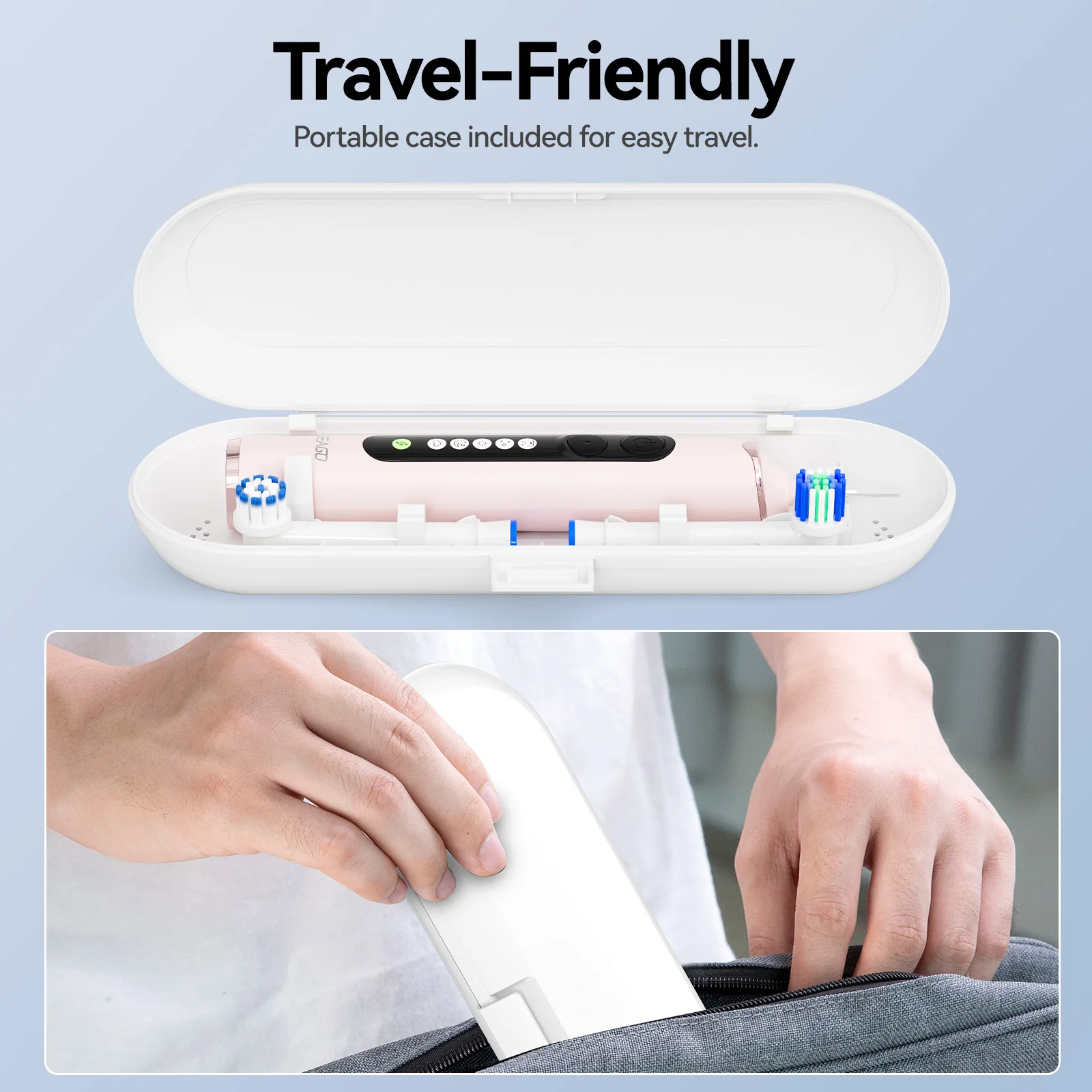 Seago Rotating Electric Toothbrush for Adults 8 Toothbrush Heads and Travel Box Smart Display 5 Modes Waterproof SG-2607