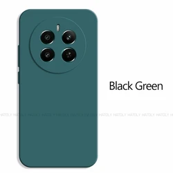 Luxury Shockproof Liquid Silicone Phone Case - Original TPU Protective Back Cover for Realme 12 4G (BlackGreen)