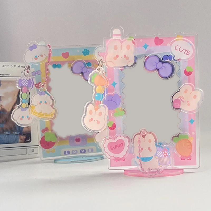 INS Acrylic Photo Frame Cartoon Card Display Stand Photo Holder Protection Card Sleeve Desktop Decor School Stationery