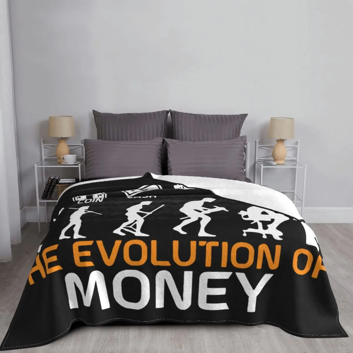 The Evolution Of Money Funny Bitcoin Fleece Blanket Crypto Coin Cryptocurrency Throw Blankets