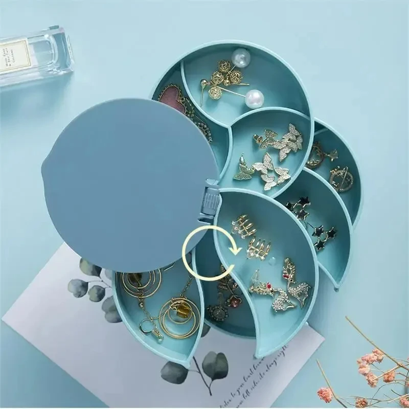 Description Picture 4 of item1pc Blue/Pink Jewelry Stand Holder Display Tray Jewelry Storage Box Multilayer Rotating Plastic Stand Earring Ring Box Cosmetics