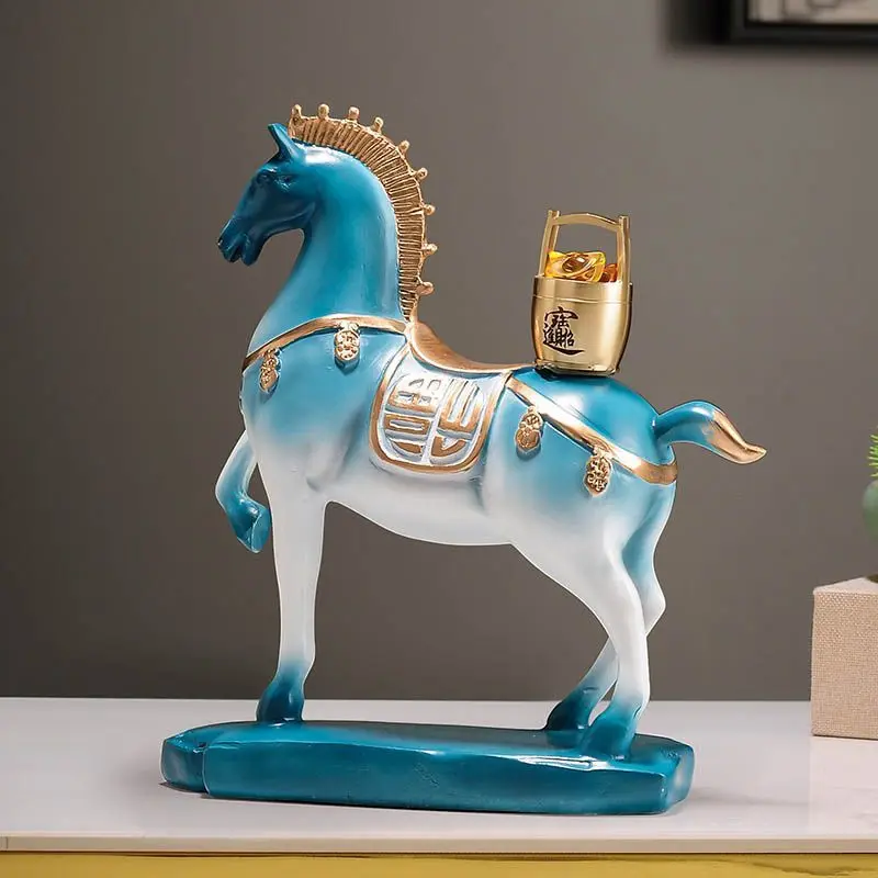 Lucky Horse Statue with Coin Chinese Zodiac Animal Figurine for Home Office Desk Decor Wealth Prosperity Housewarming Gift