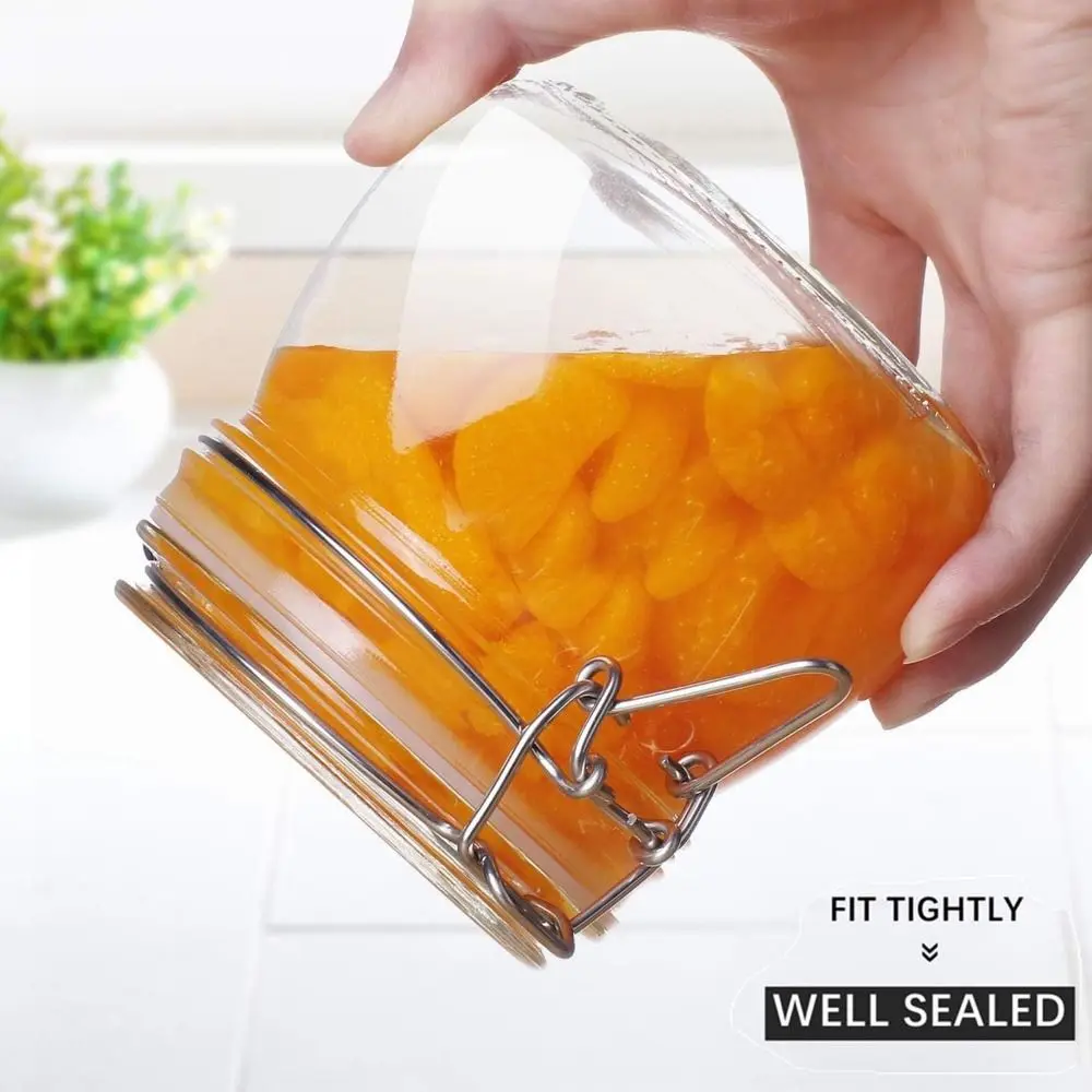 Clear Glass Jars With Airtight Lids Leak Proof Rubber Gasket Storage Containers With Hinged Lids Kitchen Storage Canisters