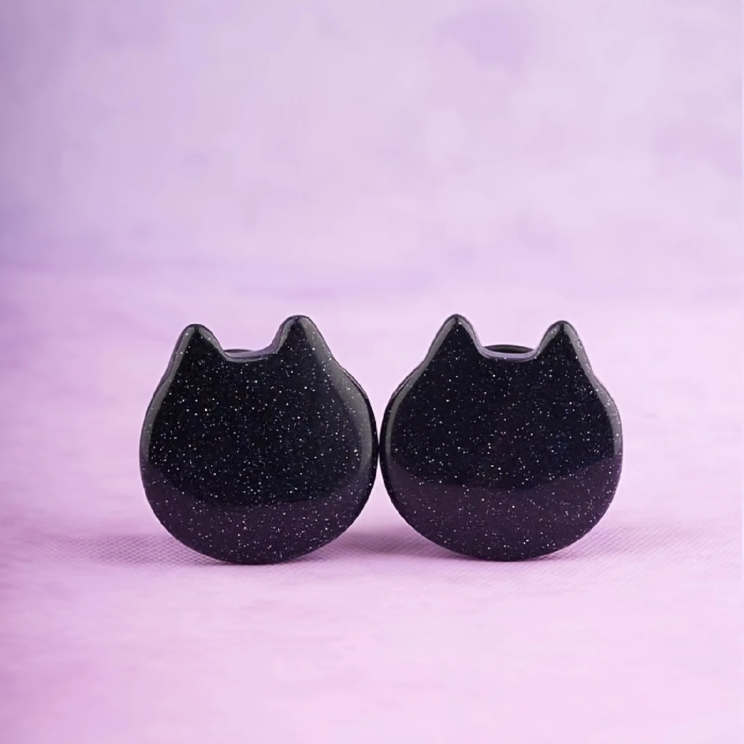 2 Stück süßer und süßer Stil Katze Ohr Stein Ohr Expander Körper Piercing Schmuck geeignet für tägliches Pendeln und Geschenken – Detail 5