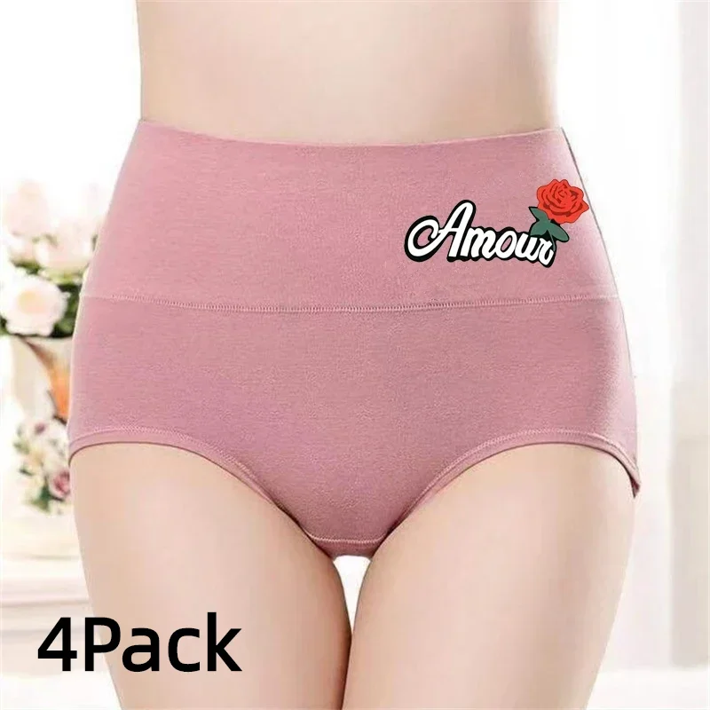 

Fashion 4 Pack Soft Women's Cotton Briefs Cotton Panties Woman Sexy New Women's Underwear Lingerie Comfort Cozy High Waist Set