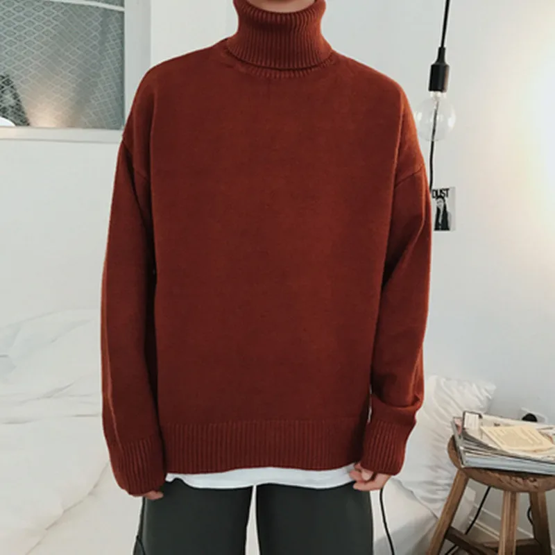 pull col roulé en tricot monochrome pour pulls streetwear mode coréenne