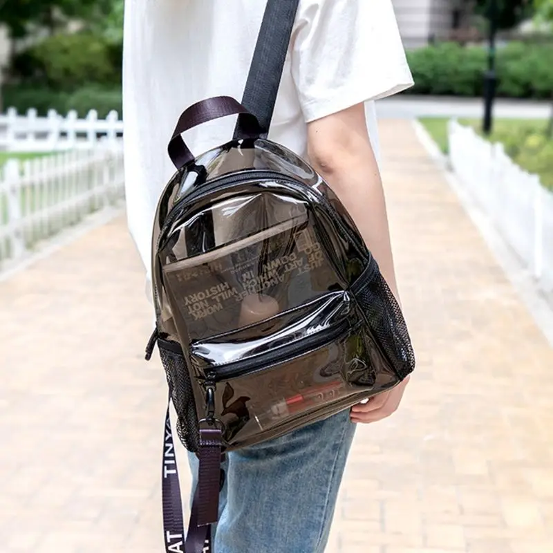 Women Transparent PVC Backpack Travel School Bookbag Daypack Rucksack for Teenager Girls