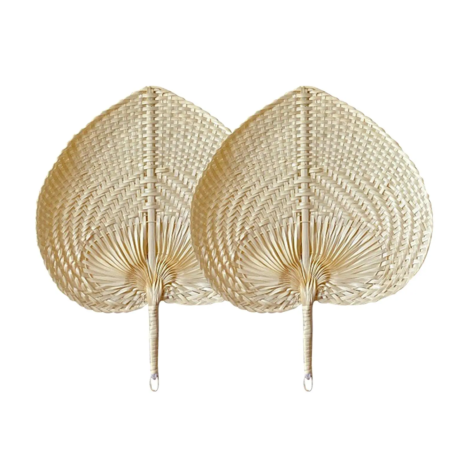 Creative Summer Cooling Fan Pure Natural Handmade DIY Heart Shaped Bamboo Woven Fan Artificial Woven Wedding Home Decoration