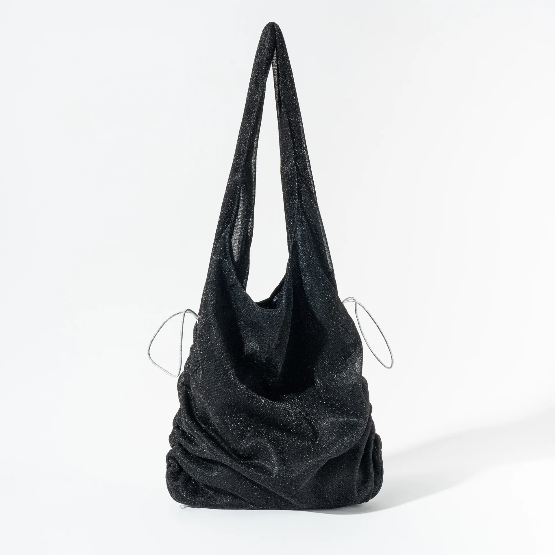 Fashion Shiny Pleated Drawstring Shoulder Bag 2024Luxury Designer Women's Underarm Bag Evening Party Clutch Female Mobile Purse