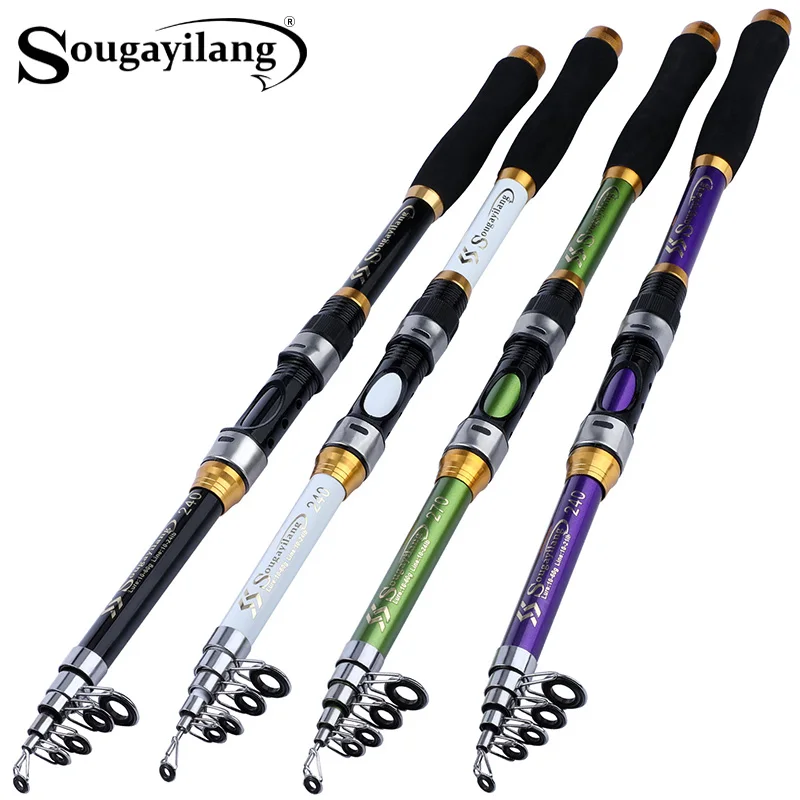 Canne télescopique 4 couleurs Sougayilang 1.8-3.3m fibre verre EVA carpe spinning poids 5kg pêche polyvalente