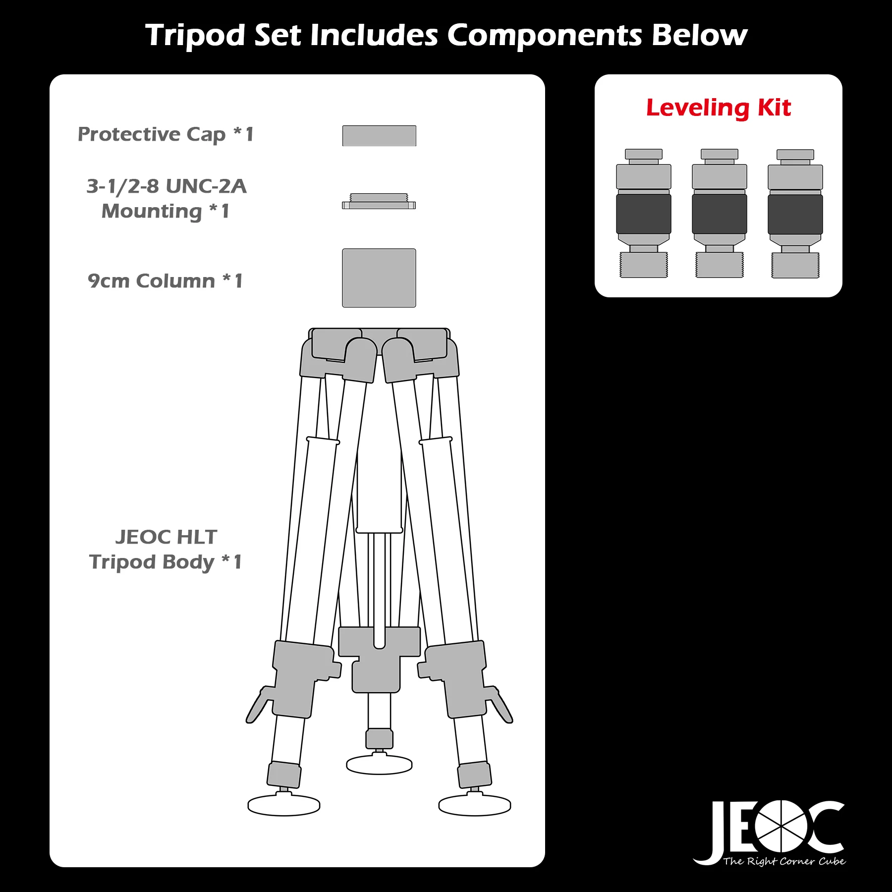 JEOC Heavy Load Tripod with Leveling Kit, for Faro Leica API Laser