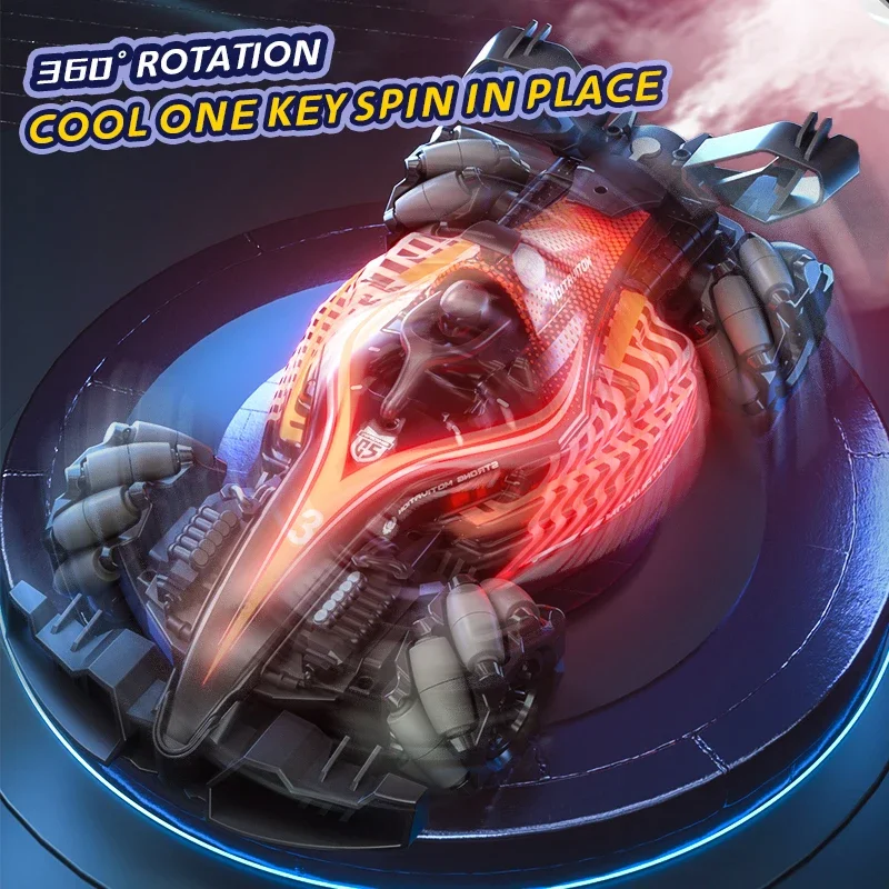 2.4G RC Spray Drift Stunt Car 4CH Lights Sound Effect Dual Remote Control High Speed Vehicle Competitive Game Kids Toys Boy Gift 4