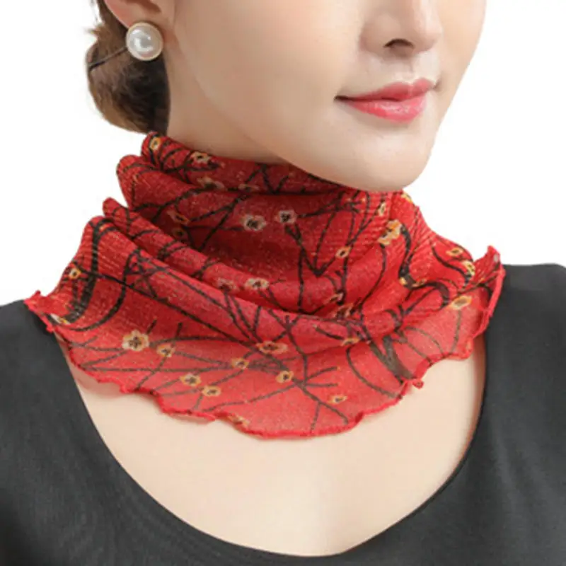 Frühling Sommer Chiffon Hals Kragen Schal Frauen Kopf Dünne Sonnencreme Vielzahl Kleine Seide Anti-UV Schal Maske Multifunktions Schal – Detail 13