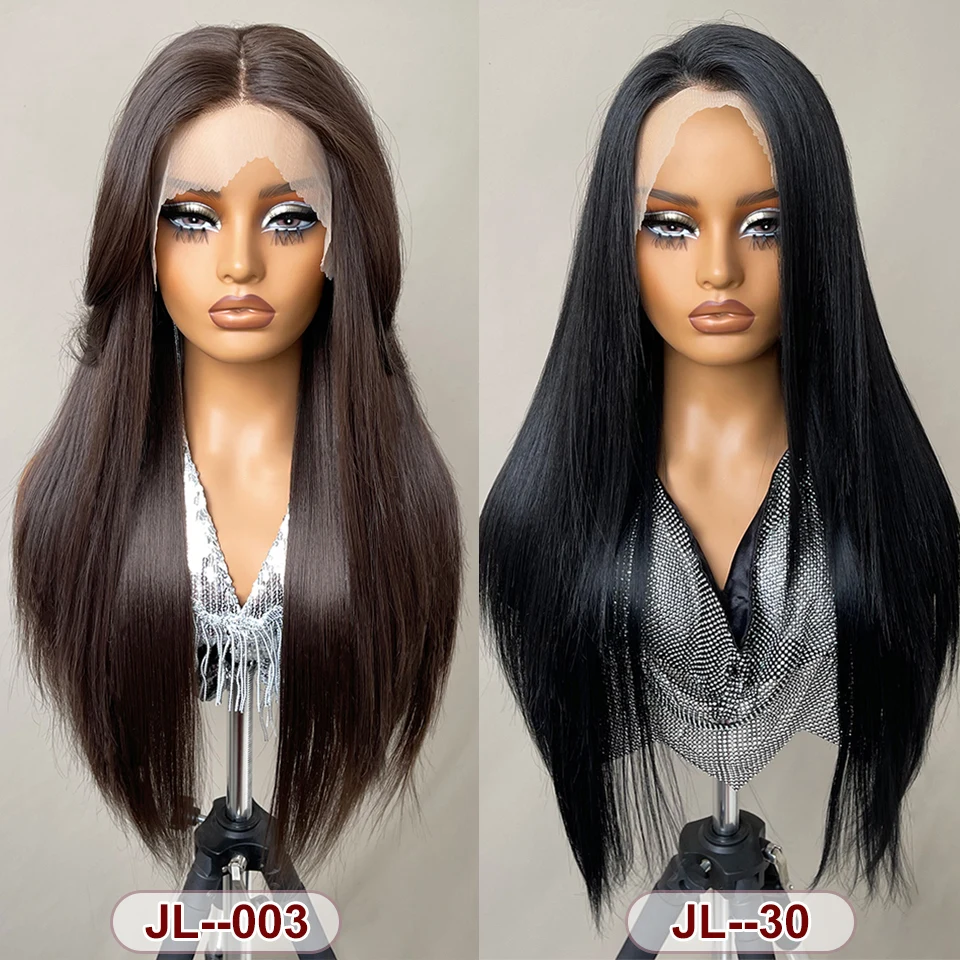 30Inch 13x6 Synthetic Lace Front Wigs Long Straight Blonde Wig For Black Women Natural Ombre Brown Cosplay Highlight Lace Wig