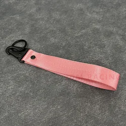 Elegant Solid Color Ribbon Keychain Lanyard - Premium Gift (Pink Wrist strap)