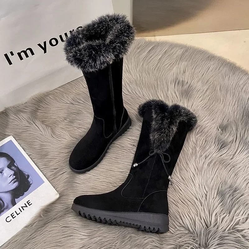 Winter Women's Snow Boots Fashion Keep Warm Plus Velvet Knee High Boots For Women Casual Chunky Heel Platform Shoes women knee boots