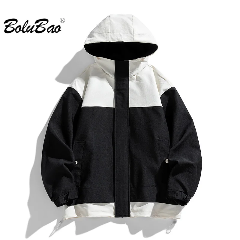 

BOLUBAO 2023 Outdoor Casual Jacket For Men Color Matching Plus Size Hooded Coat High Quality Design Streetwear Jacket For Men