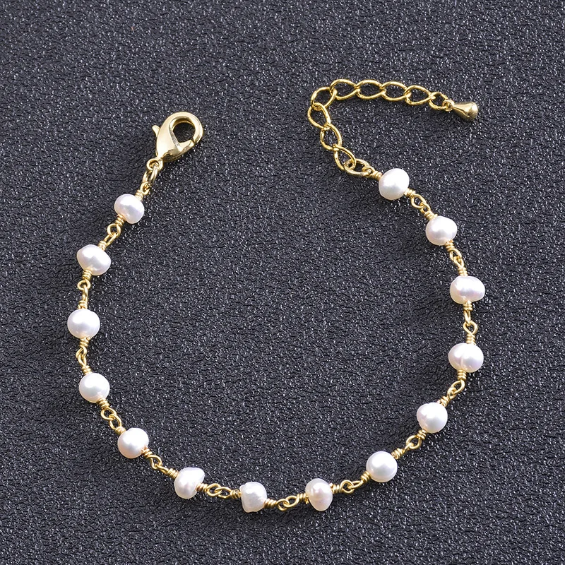 

316L Stainless Steel Freshwater Pearl Bracelet for Women 2022 New Trendy Simple Gold Color Thin Chain Bracelets Jewelry Gift