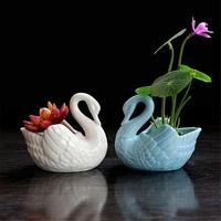White Pink Blue Swan Ceramic Ornaments Decoration Desktop Storage Box Tealight Candles Holder Flower Pot Home Decor Furnishings 4