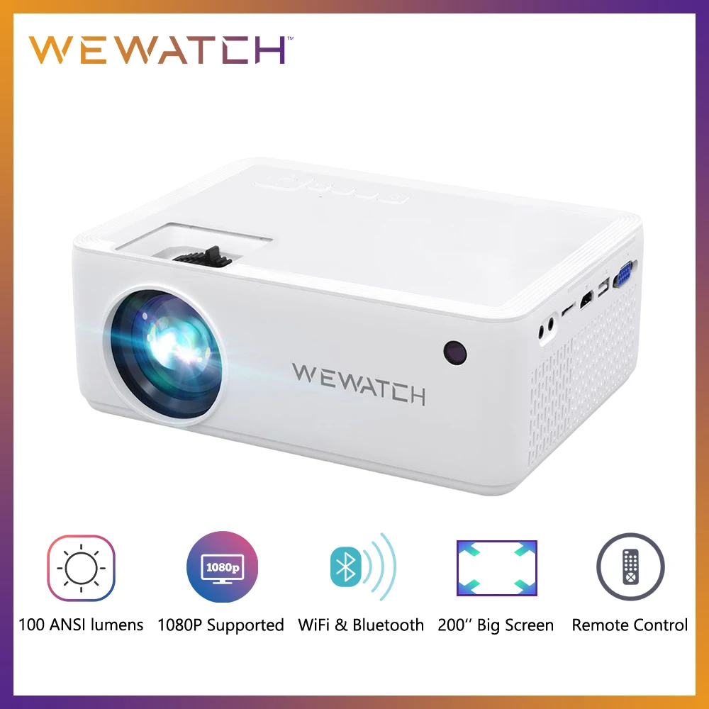WEWATCH-miniproyector portátil V10 para cine en casa, Proyector LED compatible con USB, películas, cine al aire libre, 1280x720P HD, 1080P - AliExpress