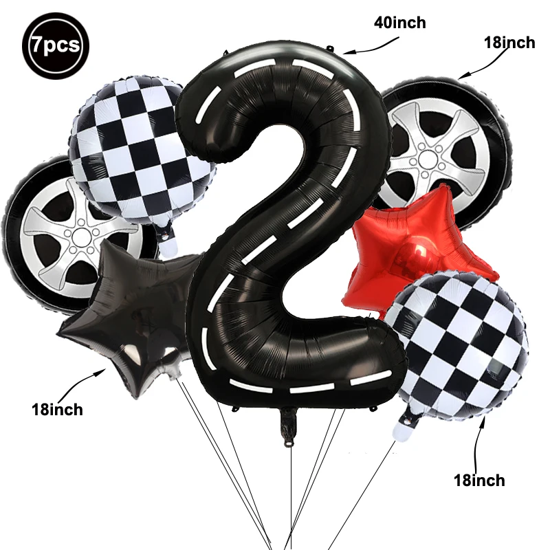 Bannière D’anniversaire Thème Voiture De Course – 3 M De Long, Motif Damier, Lettres Et Drapeaux – Décoration Fête Garçon