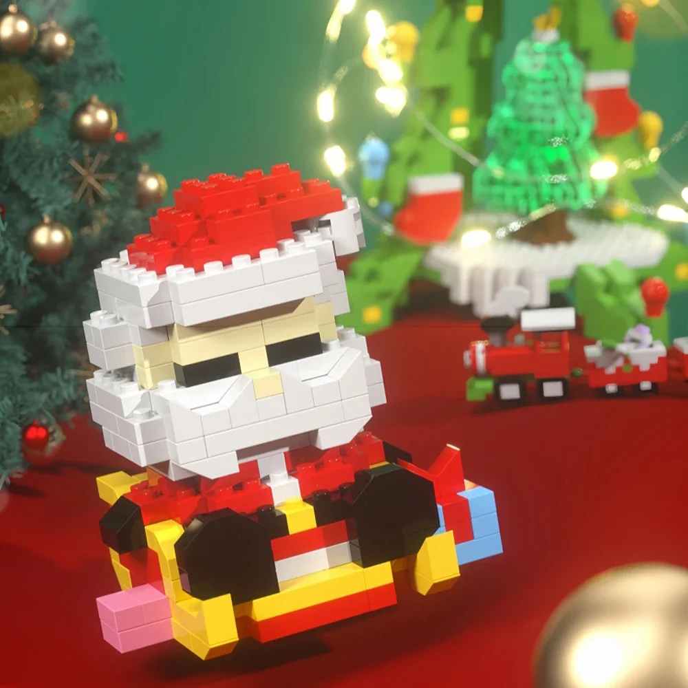 Festive Holiday Micro Building Blocks Set - Santa, Christmas Tree, Reindeer, Snowman Elements - Ideal Gift