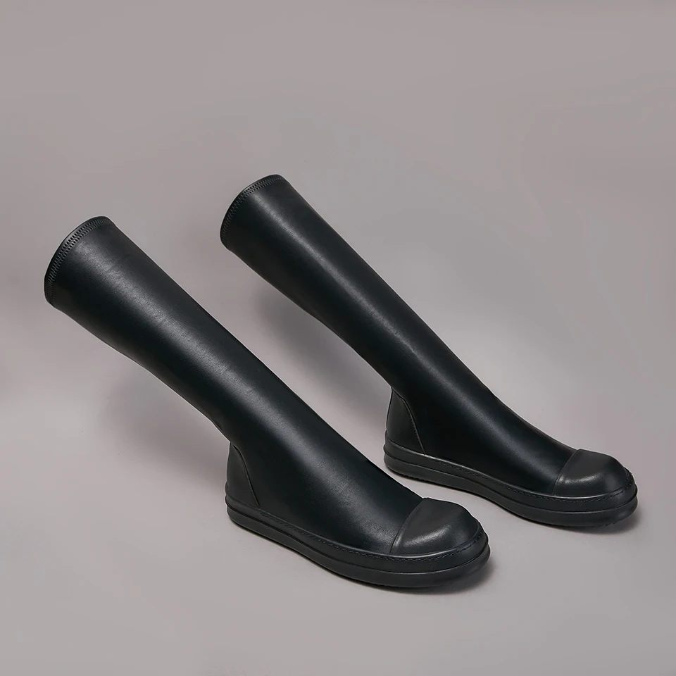 Men Casual Shoes Mid Calf Slip-on Luxury Trainers Thick Sole Ro Women Sneakers Flat Over Knee Thigh High Top Black Socks Boots 4